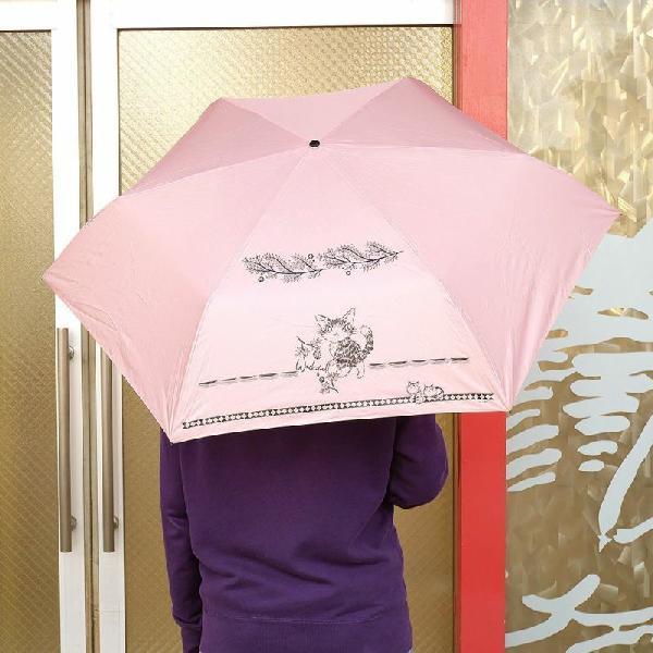 ダヤン 傘 わちふぃーるど 軽量折りたたみ傘（3匹猫・黒/北欧・Sピンク 