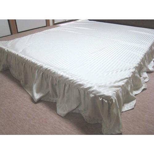 ベッドスカート シングル 100x195/100x200/100x210cm フリルスカート 丈約40/45/50cm ポリエステル100% 日本製 エステル・ストライプ・サテン 洗えるの画像