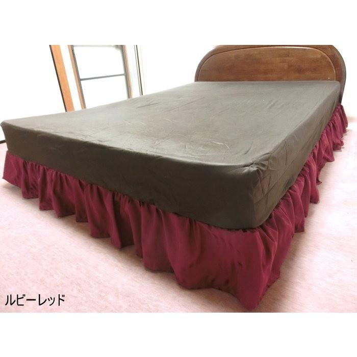 ベッドスカート クイーン 160x195/160x200/160x210cm フリルスカート 丈約30/35cm ポリエステル100% 日本製 エステル・ストライプ・サテン 洗える 自社生産品の画像