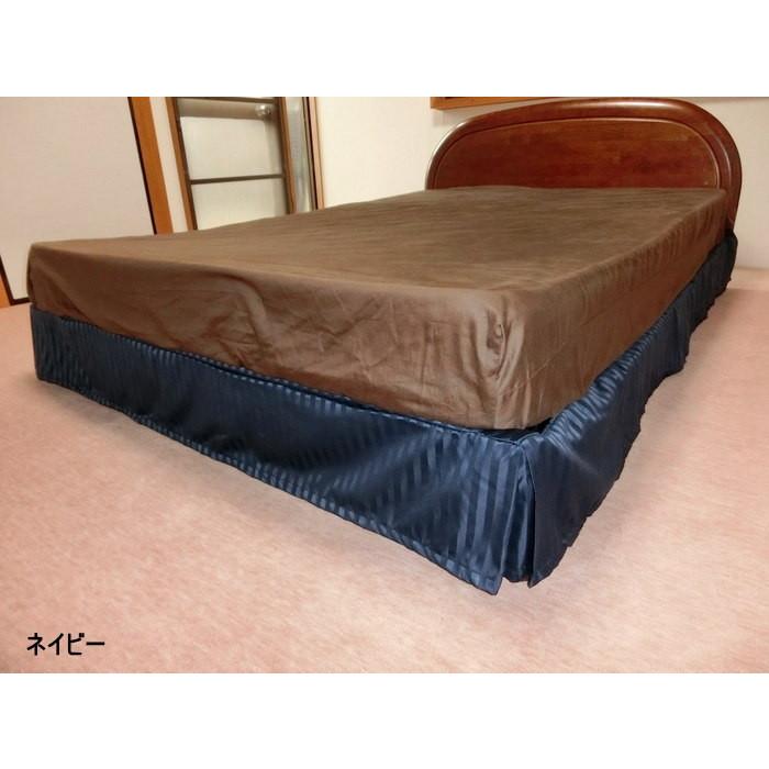 ベッドスカート キング スリットタイプ 180x195/200/210cm スカート丈約15/20/23/25cm ポリエステル100% 日本製 エステル・ストライプ・サテン 洗濯可能の画像