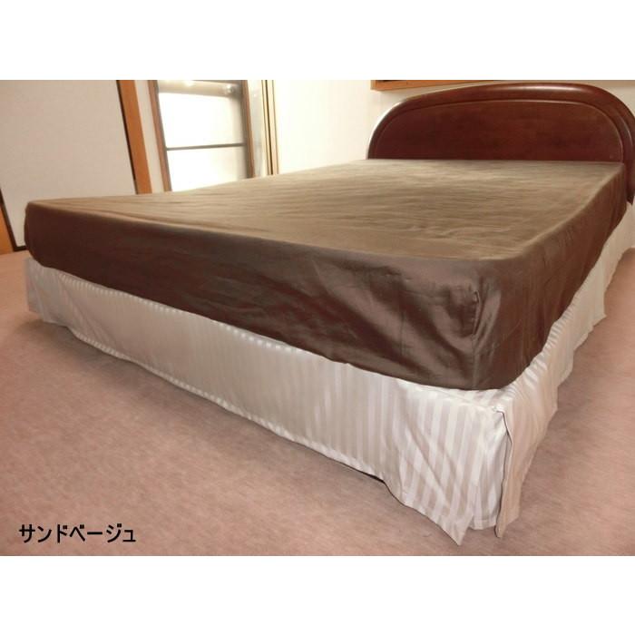 ベッドスカート キング スリットタイプ 180x195/200/210cm スカート丈約15/20/23/25cm ポリエステル100% 日本製 エステル・ストライプ・サテン 洗濯可能の画像
