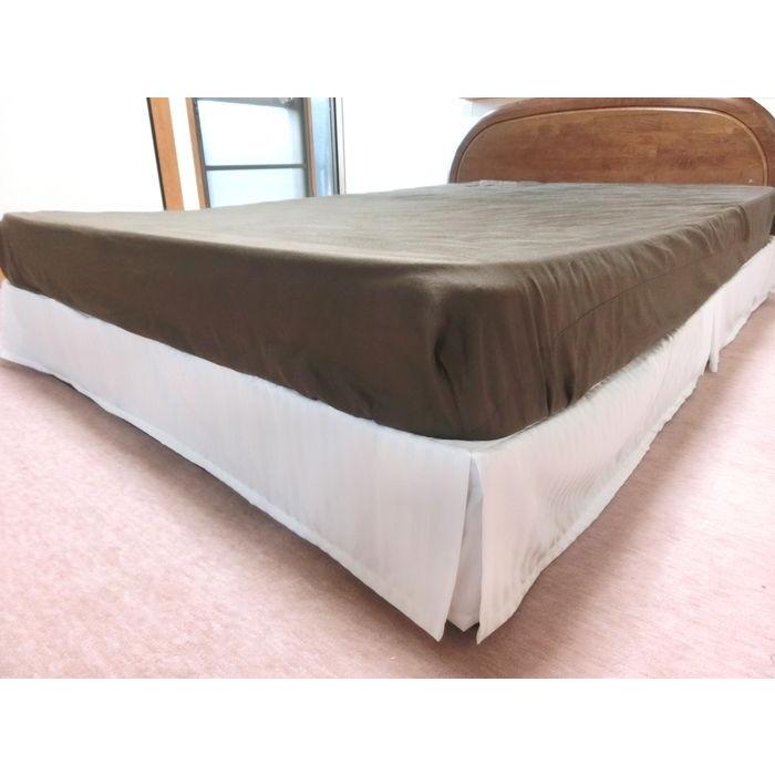 ベッドスカート クイーン スリットタイプ 160x195/200/210cm スカート丈約15/20/23/25cm ポリエステル100% 日本製 エステル・ストライプ・サテン 洗えるの画像
