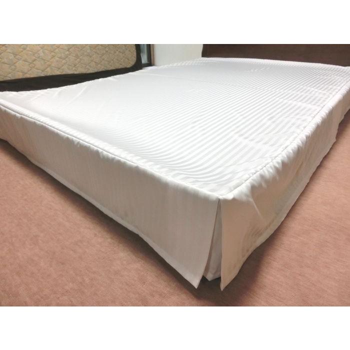 ベッドスカート クイーン スリットタイプ 160x195/200/210cm スカート丈約15/20/23/25cm ポリエステル100% 日本製 エステル・ストライプ・サテン 洗えるの画像