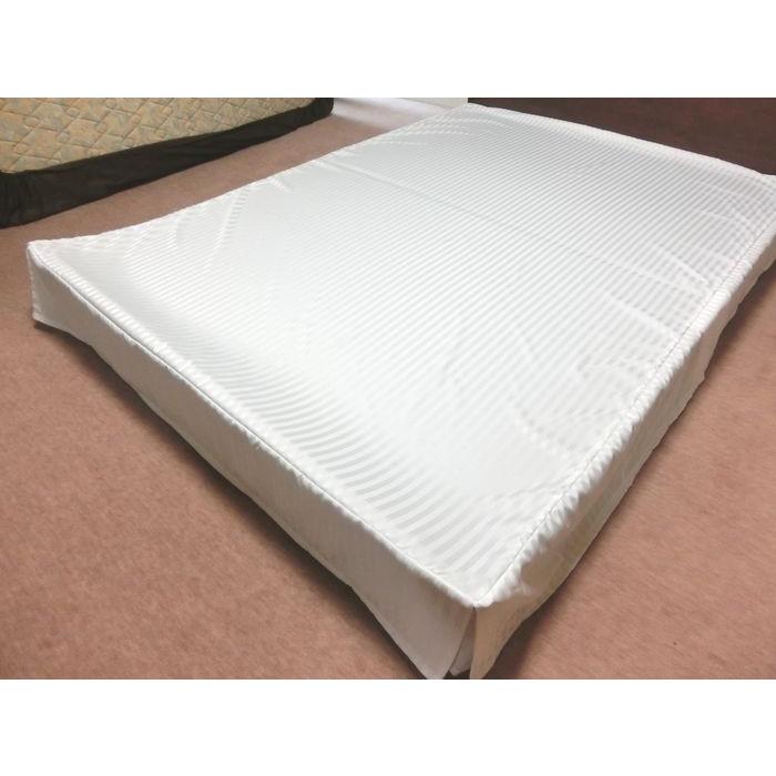 ベッドスカート クイーン スリットタイプ 160x195/200/210cm スカート丈約15/20/23/25cm ポリエステル100% 日本製 エステル・ストライプ・サテン 洗えるの画像