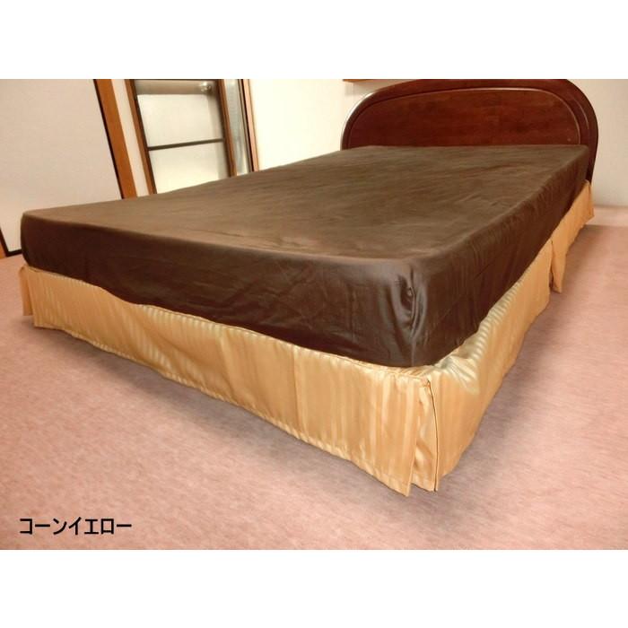 ベッドスカート セミダブル スリットタイプ 120x195/120x200/120x210cm スカート丈約15〜25cm ポリエステル100% 日本製 エステル・ストライプ・サテン 洗えるの画像