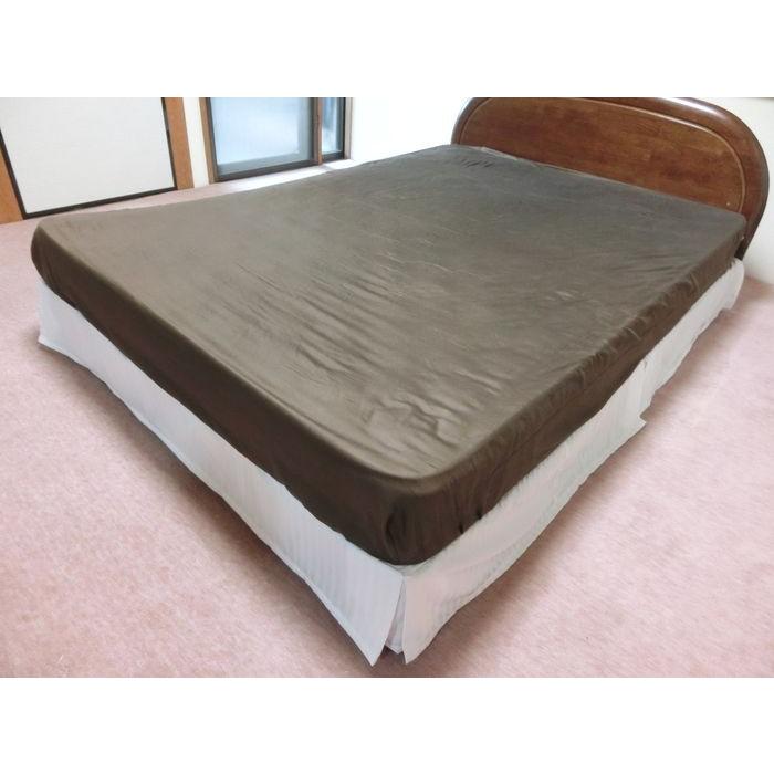 ベッドスカート セミダブル スリットタイプ 120x195/120x200/120x210cm スカート丈約15〜25cm ポリエステル100% 日本製 エステル・ストライプ・サテン 洗えるの画像