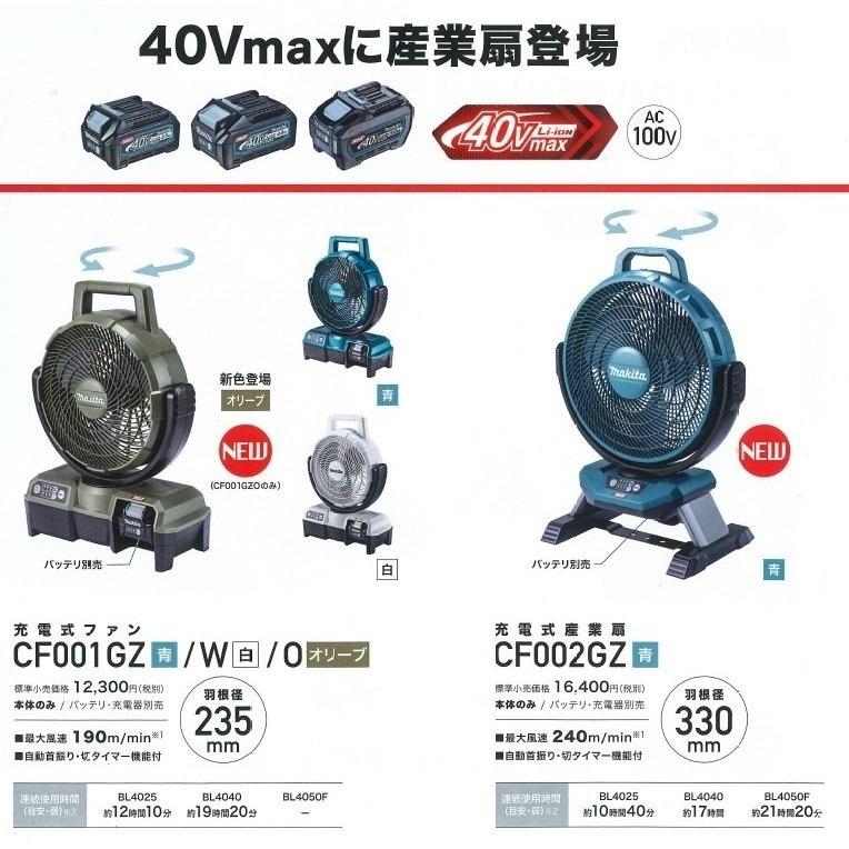 マキタ 充電式ファン（オリーブ）40V 100V本体のみ CF001GZO マキタ CF001GZ 40Vmax充電式ファン ウエダ金物【公式サイト】