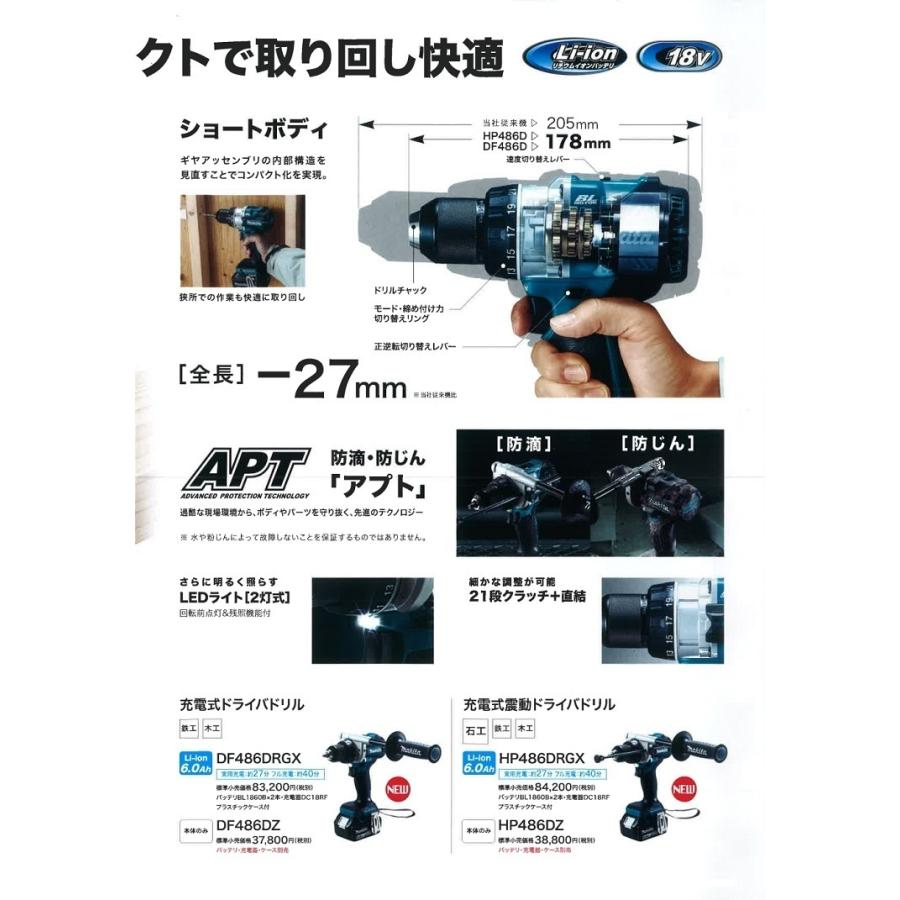 マキタ（makita） マキタ電動工具 充電式ドライバドリル DF486DZ 18V