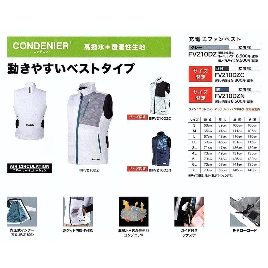 初売り マキタ 充電式ファンベスト FV210DZC 立ち襟 迷彩 Lサイズ