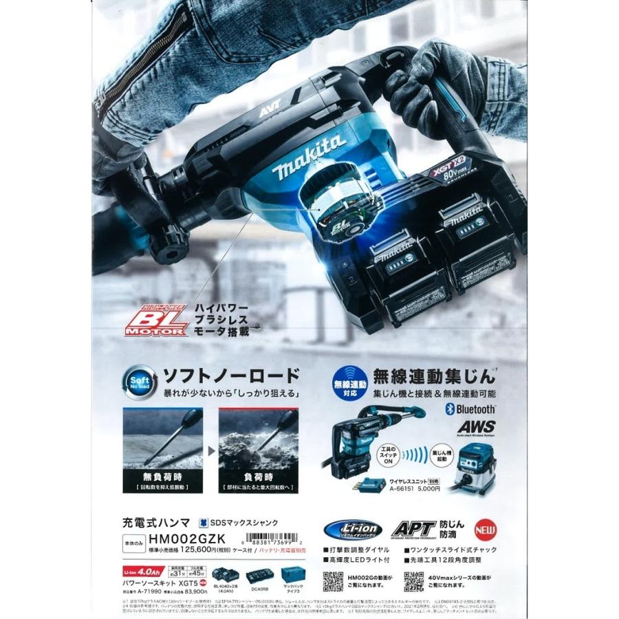マキタ makita HM002GZK 充電式ハンマ 80V(40V＋40V)【市川行徳店