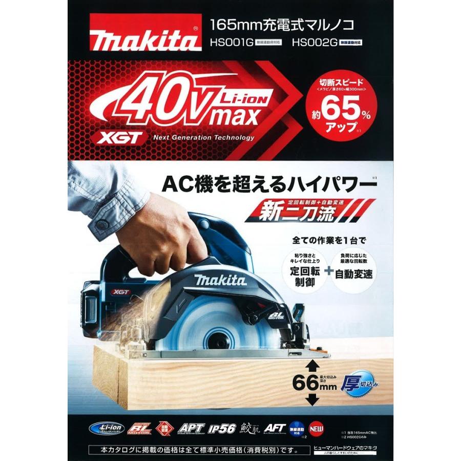 マキタ電動工具 165mm充電式マルノコ HS001GZB 黒 40Vmax 本体 マキタ電動工具 165mm充電式マルノコ HS001GZB 黒 40Vmax 本体