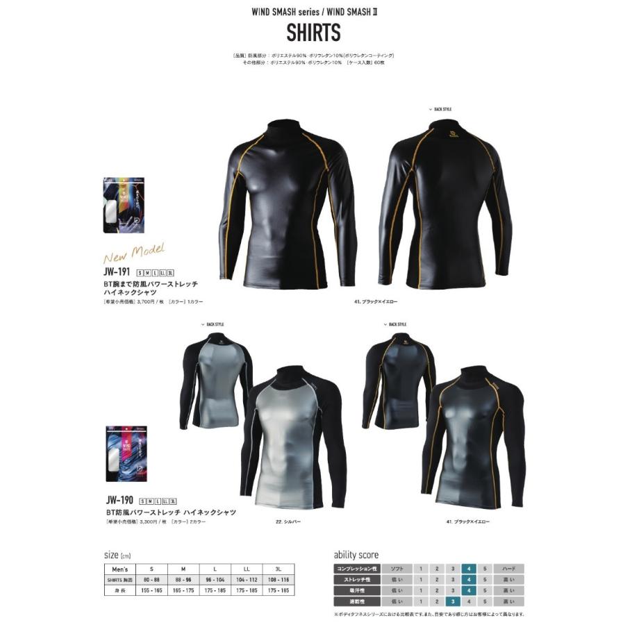 おたふく手袋 BT腕まで防風パワーストレッチ ハイネックシャツ JW-191