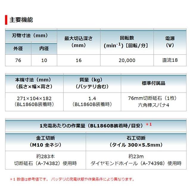 マキタ マキタ電動工具 18V 充電式 コンパクトカッタ MC300DZ マキタ マキタ電動工具 18V 充電式 コンパクトカッタ MC300DZ
