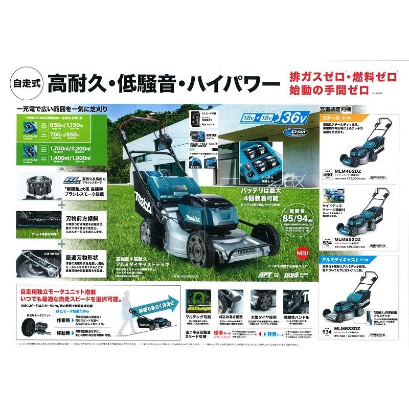 マキタ マキタ電動工具 充電式芝刈機 MLM533DZ 534mm 18V+18V=36V 本体