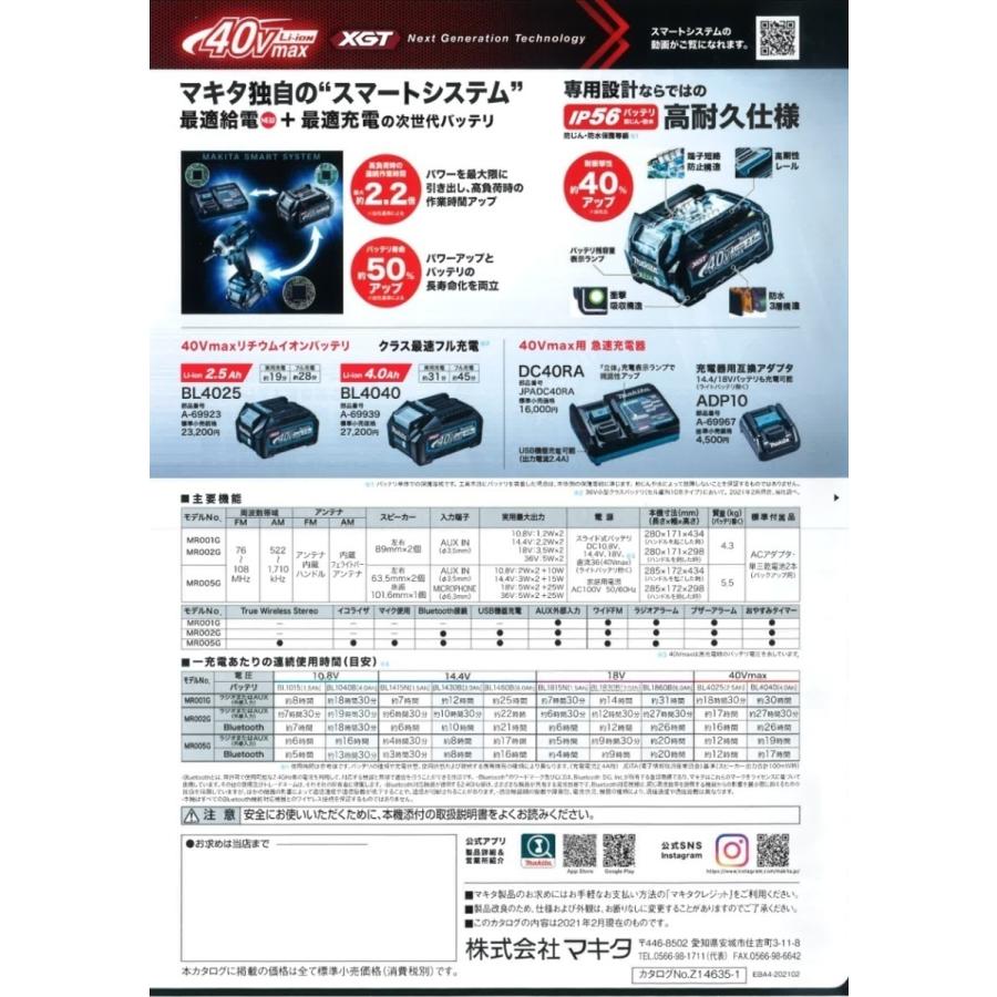マキタ（makita） マキタ電動工具 充電式ラジオ MR002GZ 青 本体のみ