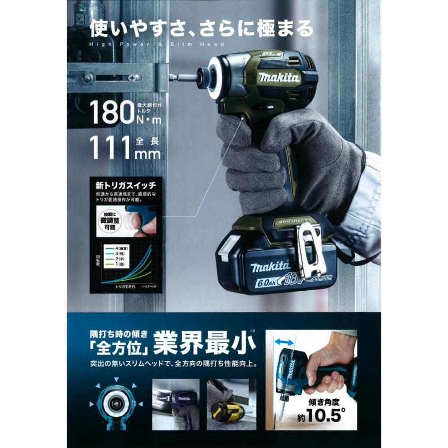 マキタ電動工具 充電式インパクトドライバ TD173DZO オリーブ マキタ電動工具 充電式インパクトドライバ TD173DZO オリーブ