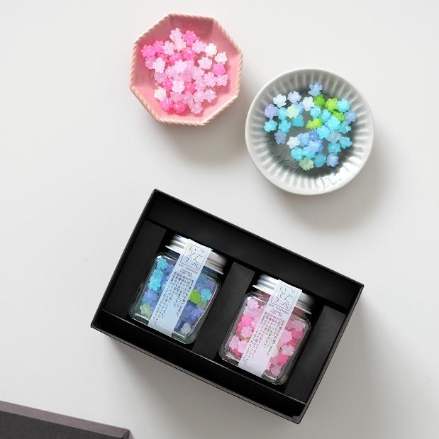 金平糖 瓶2種進物箱入セット さくら草 忘れな草 和菓子 お菓子 おやつ