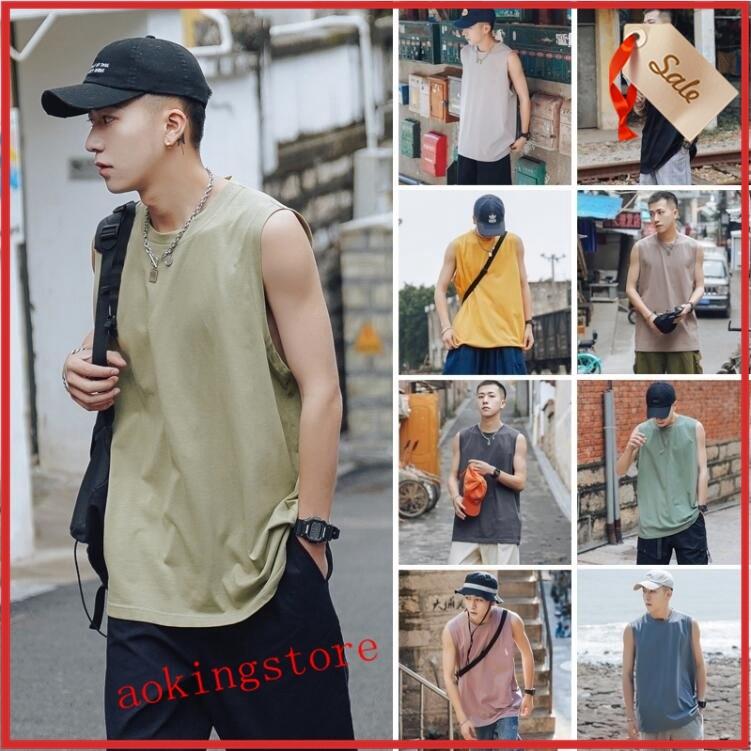 豪華な 夏 無地 デイリーコーデ ベスト メンズ チョッキ ノースリーブ Tシャツ カジュアル 無袖 夏物 ゆったり スポーツ 丸首tシャツ