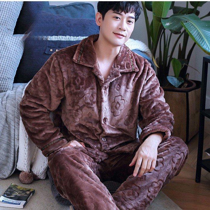 パジャマ メンズ 上下セット 長袖 もこもこ ルームウェア 部屋着 前開き 暖かい ふわふわ 寝巻き 紳士 長ズボン ナイトウエア おしゃれ 格安saleスタート