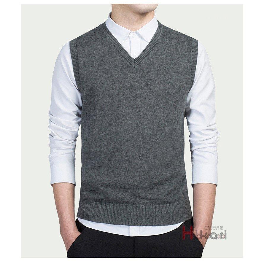 ニットベスト メンズ Vネック ベスト 無地 ニット インナー ベスト ビズネスベスト トップス 紳士服 プルオーバー 父の日 プレゼント 登場