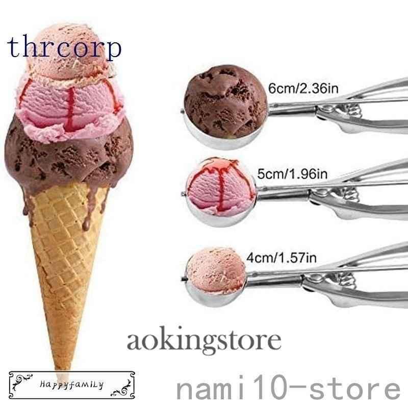 新作 人気 アイスクリームスクープ 3個セット アイスクリームディッシャー ステンレススチールスクープ アイスクリームマッシュポテトフードスプーンキッチンボール Discoversvg Com