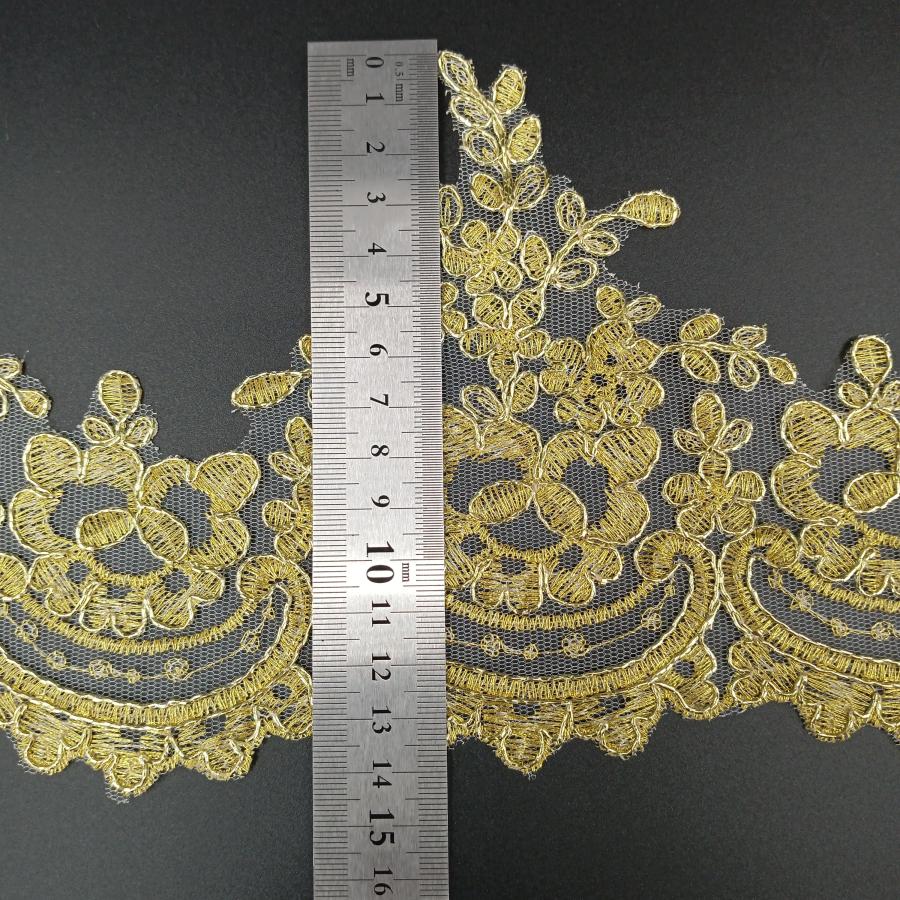 花柄モチーフレースリボン 90cm単位 裾刺繍レースリボン