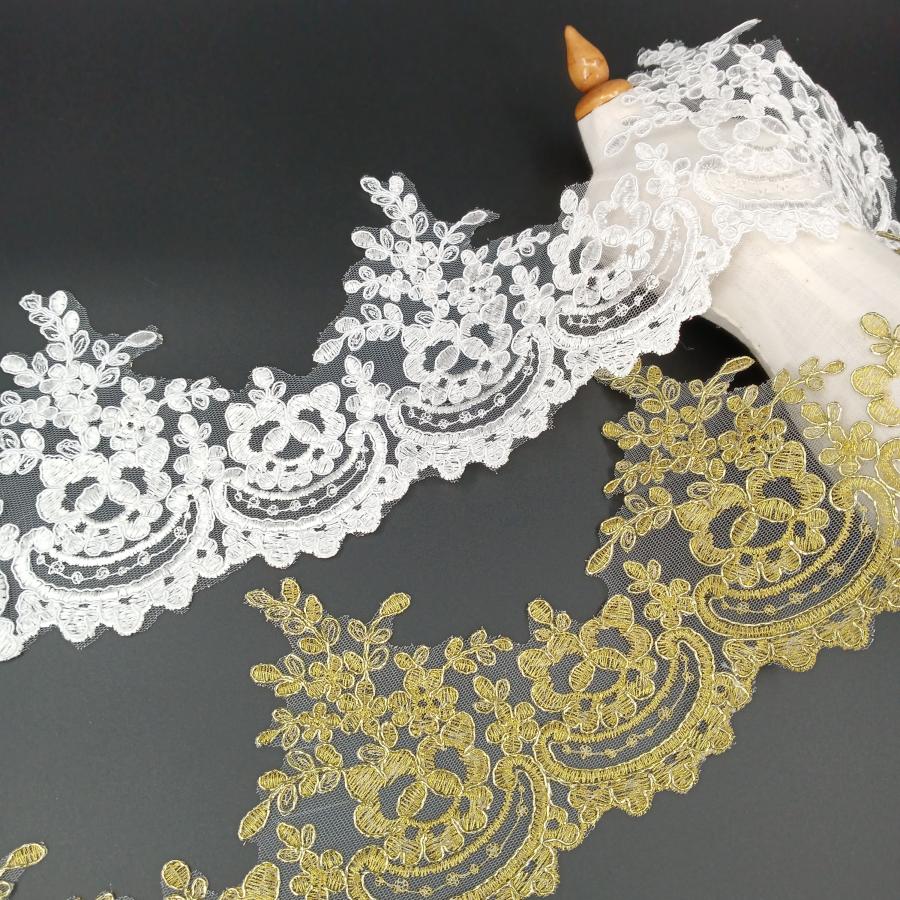 アンティーク ロマンティック コットン刺繍 レースリボン 楕円 花柄×12 アンティーク ロマンティック コットン刺繍 レースリボン 楕円