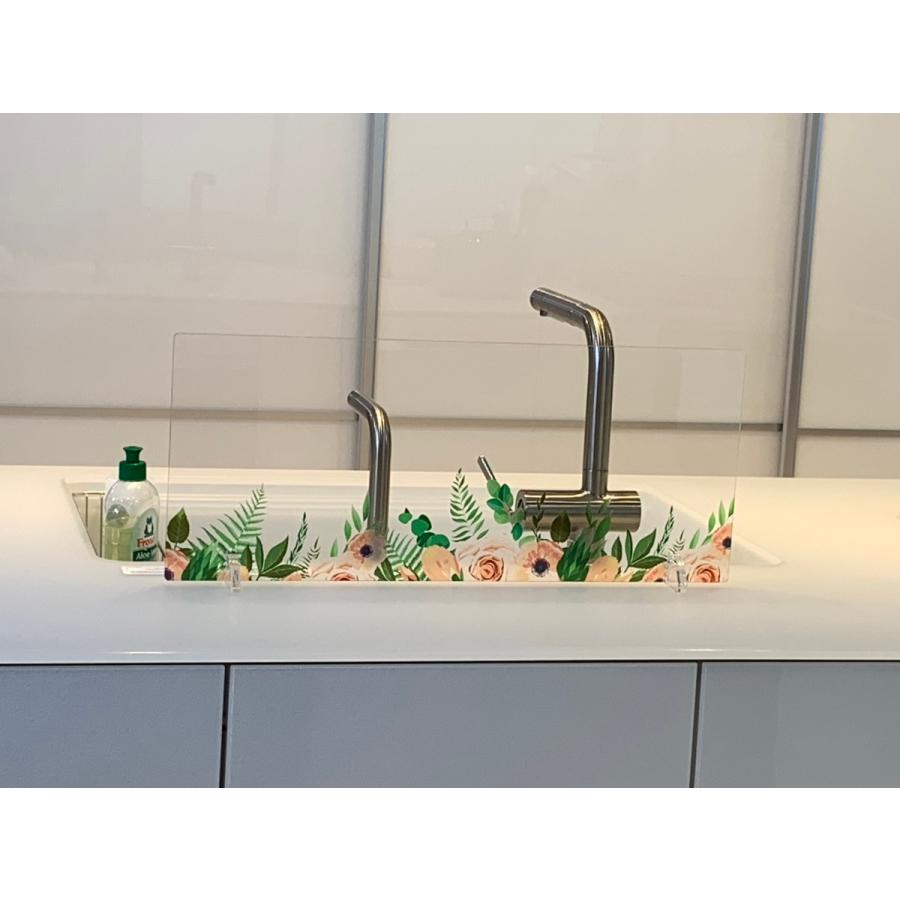 アクリル板 キッチン 水はね防止アクリルボード アイランドフラワー 60cmの画像