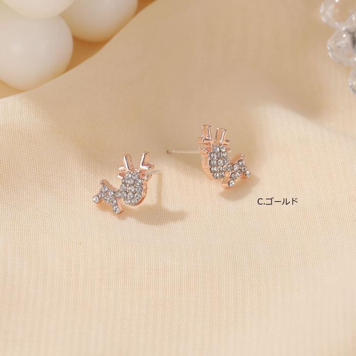 Xマス♡トナカイのイヤリング♡ ピアス トナカイ シカ 鹿 バンビ ストーン スタッドピアス 結婚式 新作