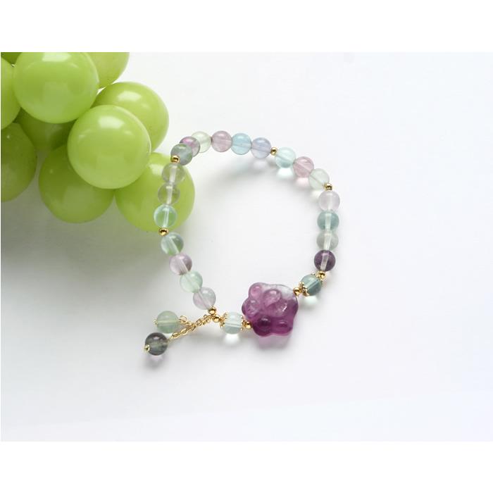 爆買肉球モチーフ 天然石ブレスレット 水晶 ローズクォーツ アメジスト