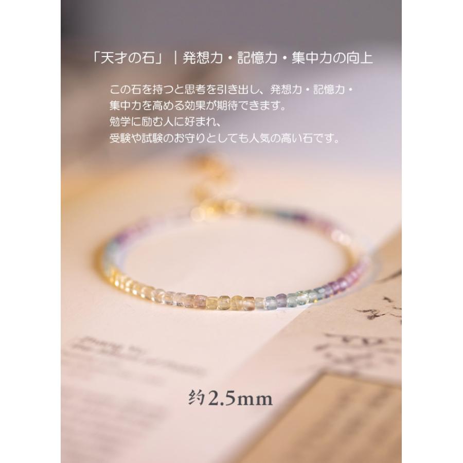 レインボーフローライト ブレスレット 虹色 2.5mm 華奢 繊細 レインボーフローライト ブレスレット 虹色 2.5mm 華奢 繊細