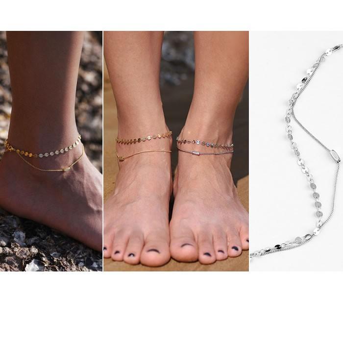 在庫限り アンクレット 二連 ゴールド シルバー シンプル アクセサリー