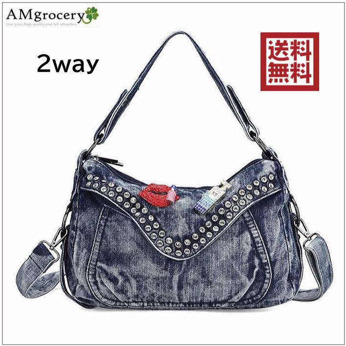トートバッグ デニム バッグ 2way ショルダーバッグ 肩掛けバッグ 新