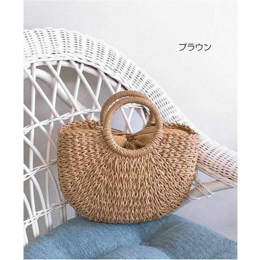カゴバッグ 麦わらバッグ 大人カワイイ 小振りで丸いデザインのカゴ