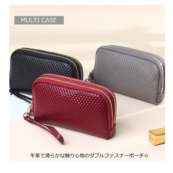 新品未使用！ genten カットワークポーチ　化粧ポーチ　牛革　フルラ　コーチ ギフト 総手縫い 鹿革 マルチポーチL | 株式会社 KAZINO leather