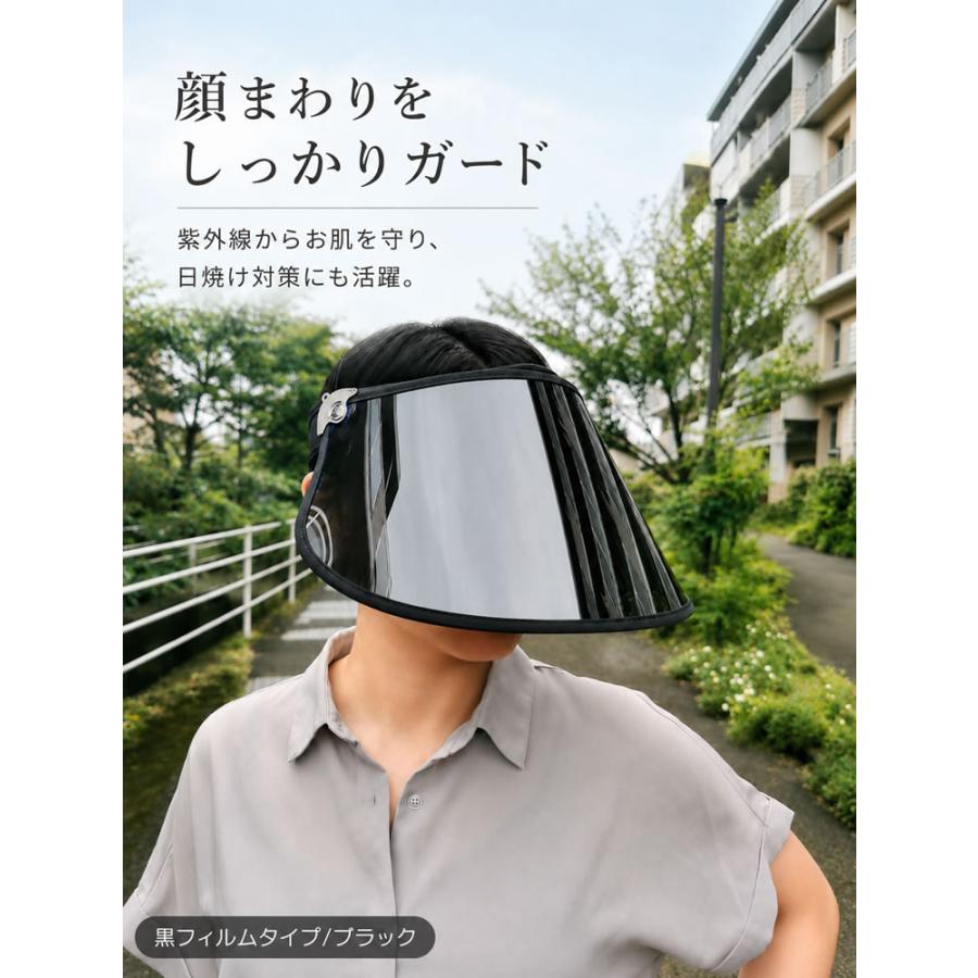 偏光サンバイザー レディース UVカット UPF50+ 紫外線対策 顔まで