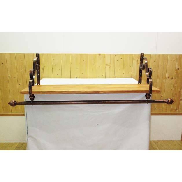 【未使用展示品】アンティーク風 吊り下げ棚 パイプハンガー付 ディスプレイ用 吊棚 パイプ付吊り棚 店舗用 業務用 店舗展示用 アイアンハンガーパイプ |  | 01