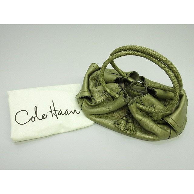 Cole Haan 巾着バッグ ハンドバッグ カーキ系 保存袋付き コールハーン  