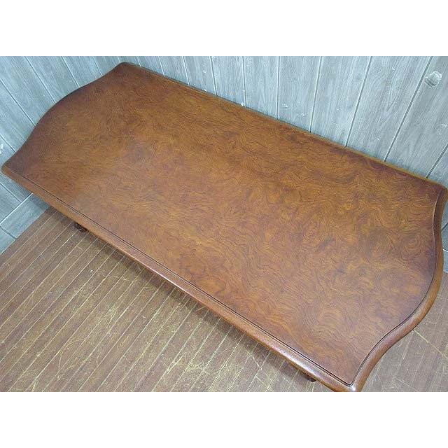 【中古】 カリモク センターテーブル ダークブラウン 幅130 karimoku ローテーブル ラタン マガジンラック付き 天然木 こげ茶 座卓 猫脚 |  | 01