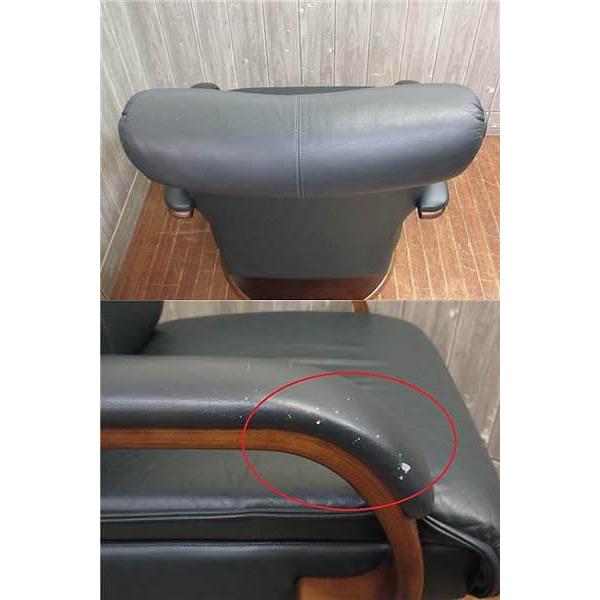 【中古】冨士ファニチア ダイニングチェア  回転椅子 肘掛け付き FUJI FURNITURE 木製 食卓椅子 ブラウン×グリーン 富士ファニチャー |  | 02