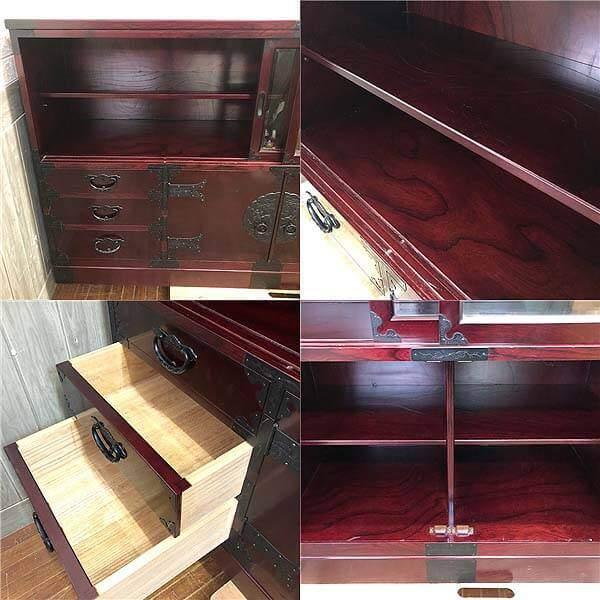 中古】民芸調サイドボード 幅166cm 引出6杯 田中家具 アンティーク 