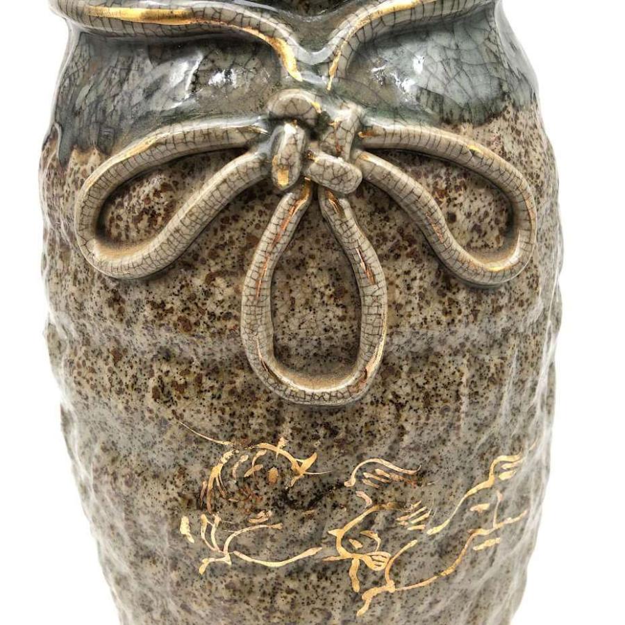 【中古】 大堀相馬焼 志喜作 花瓶 緑系 金彩 走り駒 馬 大堀焼 陶器 青ひび 和風 花器 焼き物 工芸品 グリーン |  | 01