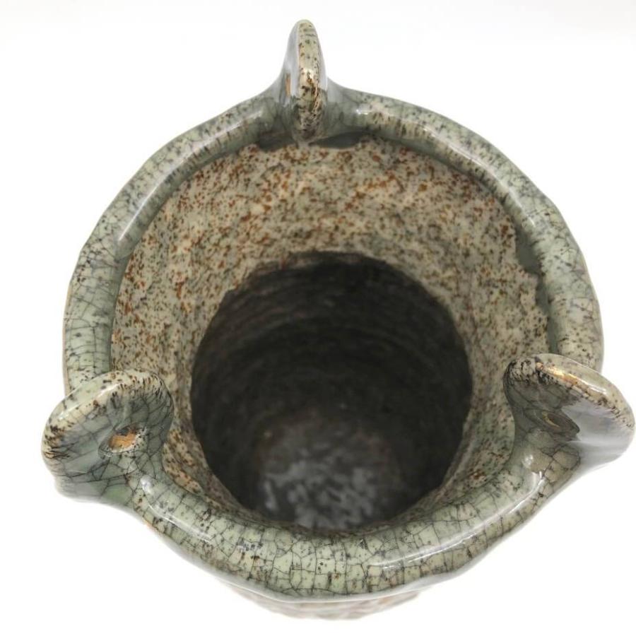 【中古】 大堀相馬焼 志喜作 花瓶 緑系 金彩 走り駒 馬 大堀焼 陶器 青ひび 和風 花器 焼き物 工芸品 グリーン |  | 02