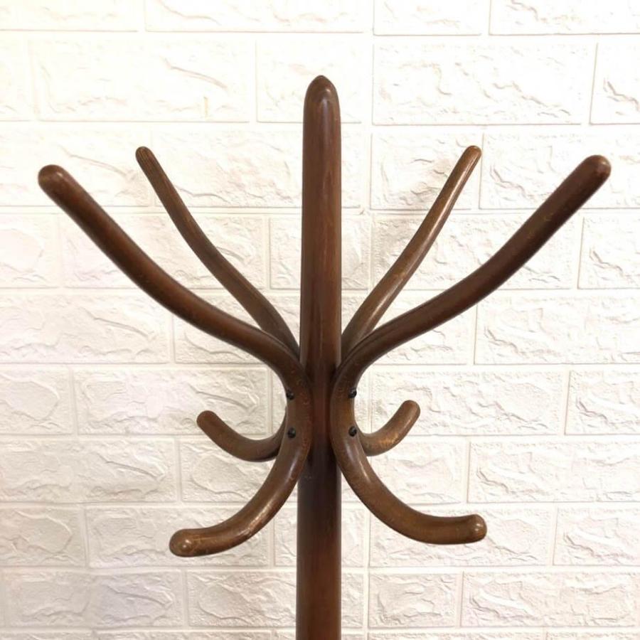 【中古】 秋田木工 ポールハンガー ブラウン 木製 コート掛け 傘立て付き ハンガーラック コートハンガー コートツリー 玄関収納 茶 帽子 |  | 01