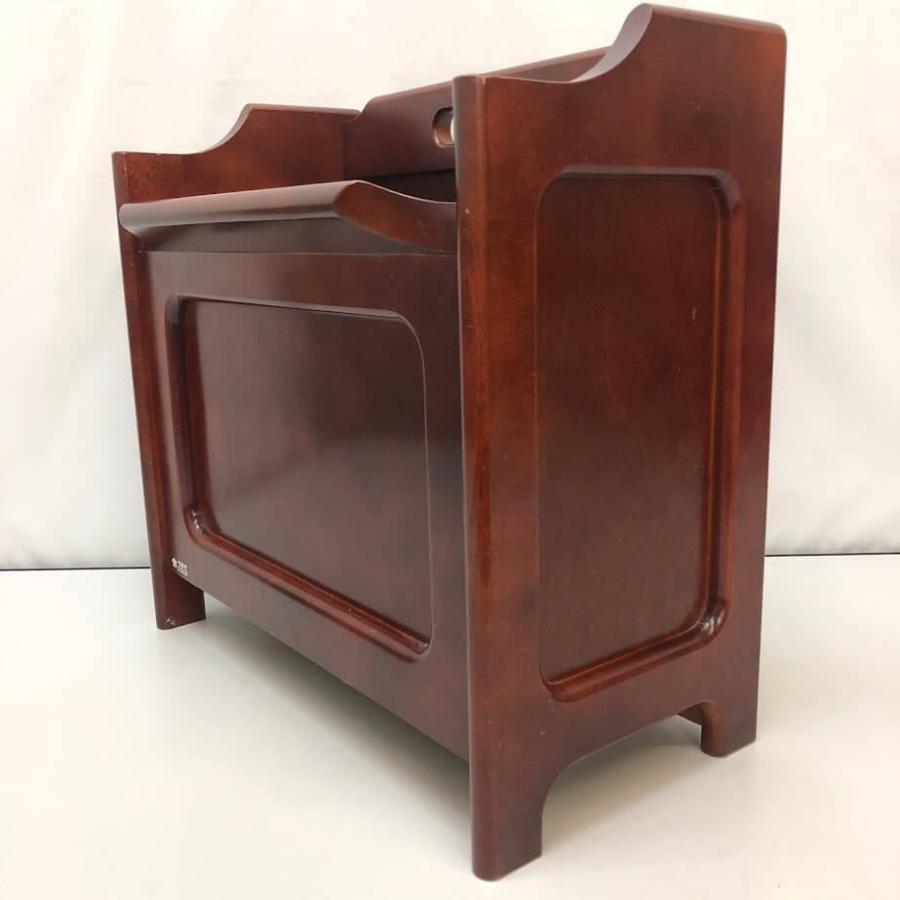 【中古】 カリモク マガジンラック 赤茶 オールドカリモク ヴィンテージ アンティーク 木製 新聞入れ ブラウン 持ち手付き karimoku 雑誌 冊子 新聞 小物 収納 | カリモク家具 | 02