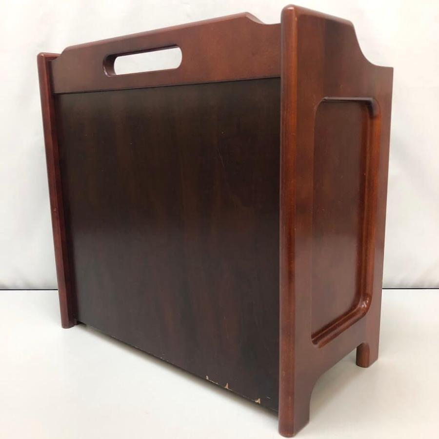 【中古】 カリモク マガジンラック 赤茶 オールドカリモク ヴィンテージ アンティーク 木製 新聞入れ ブラウン 持ち手付き karimoku 雑誌 冊子 新聞 小物 収納 | カリモク家具 | 03
