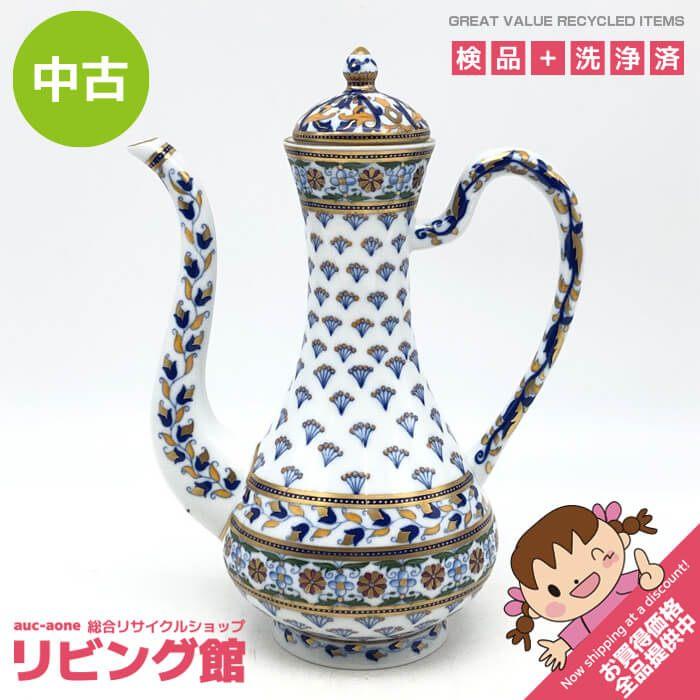 【中古】 ジョルナイ ポット 白地 青 ZSOLNAY ハンガリー製 水差し ティーポット ホワイト ブルー 総柄 お茶 洋食器 陶磁器 ジョルナイ 中古 | 