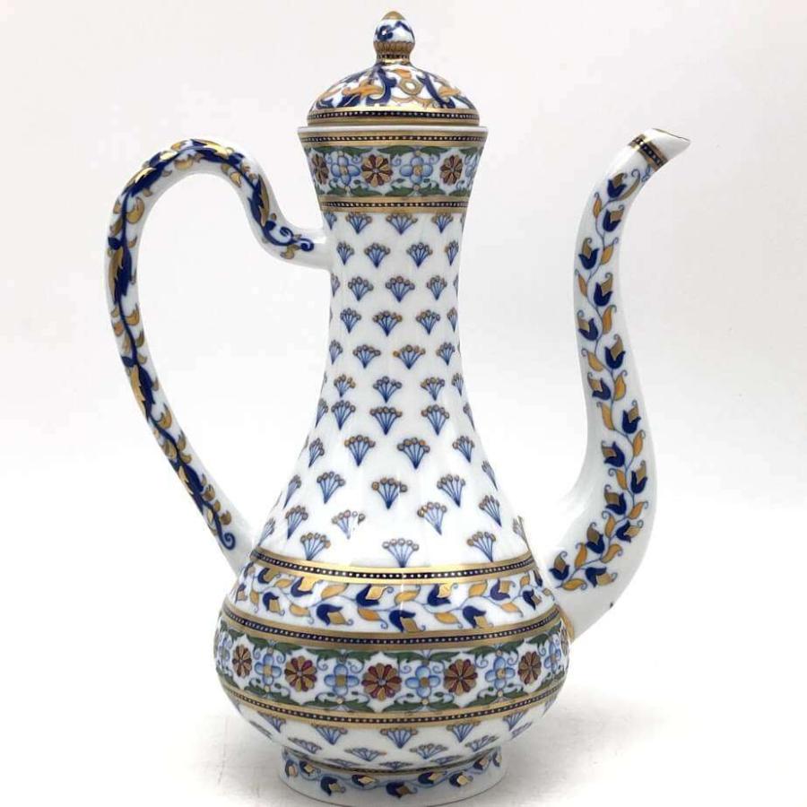 【中古】 ジョルナイ ポット 白地 青 ZSOLNAY ハンガリー製 水差し ティーポット ホワイト ブルー 総柄 お茶 洋食器 陶磁器 ジョルナイ 中古 |  | 01