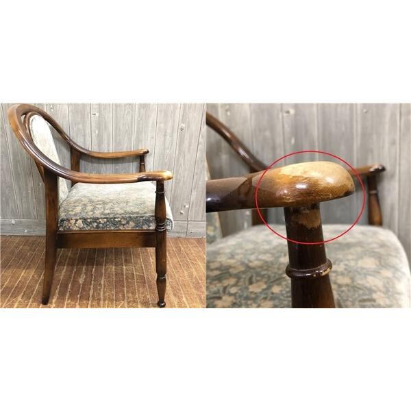 【中古】 カリモク アームチェア ダークブラウン×グレー花柄 karimoku ダイニングチェア クッションチェア 木製 ひじ掛け付 イス 椅子 いす ラウンジチェア |  | 03