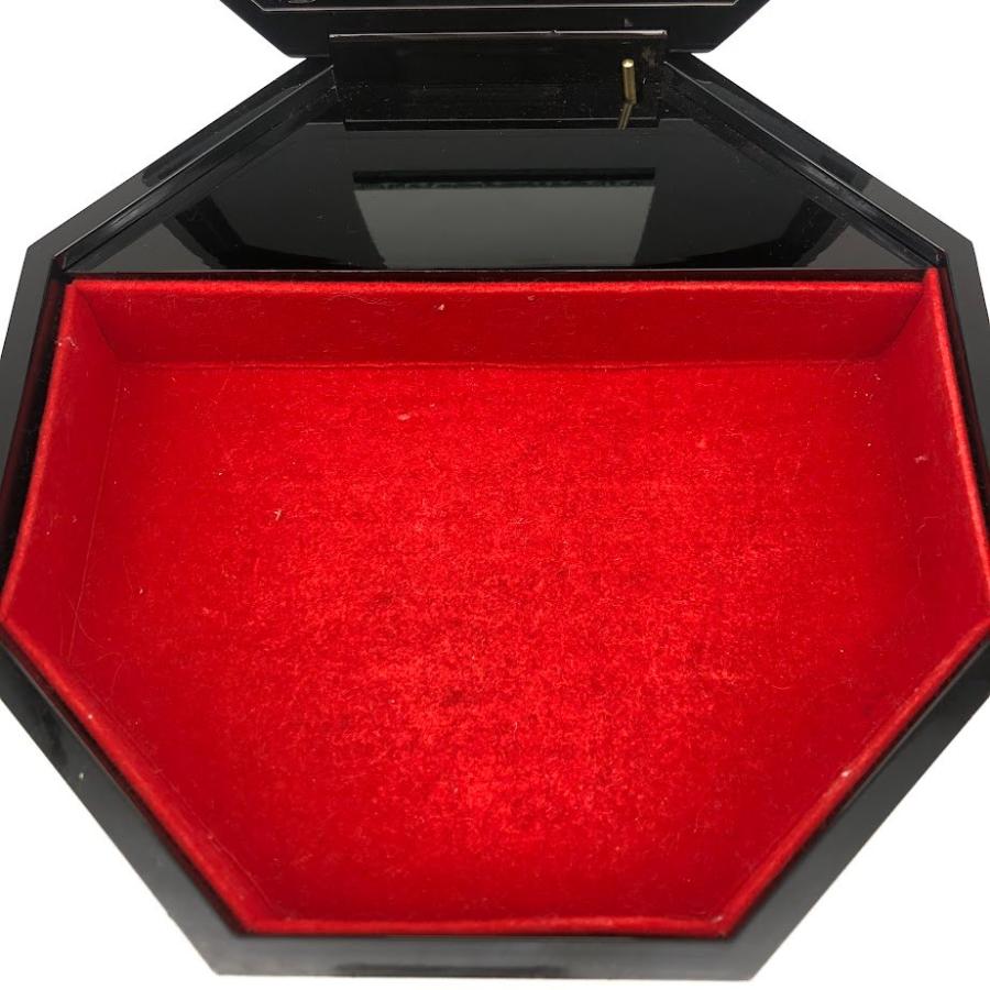 【中古】 漆器 アクセサリーボックス 八角形 黒 鏡付き オルゴール付き ジュエリーボックス ブラック 金彩 みかん？ カモ？ 和風 小箱 アクセサリーケース 中古 |  | 04